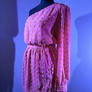 Pretty in Pink One-Shoulder Chiffon Party Dress